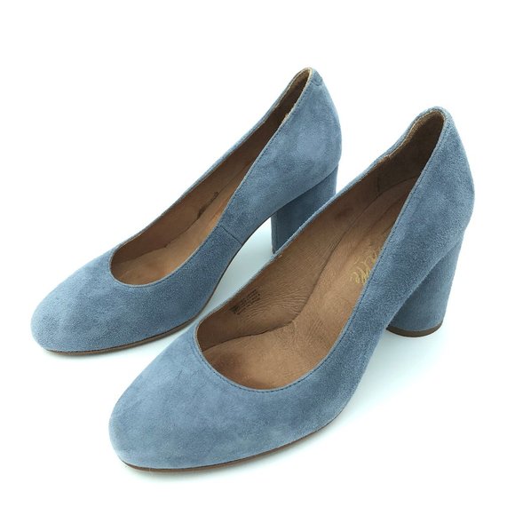 L'Intervalle Anyl Blue Suede Barrel Block Heels 37 - Picture 7 of 13